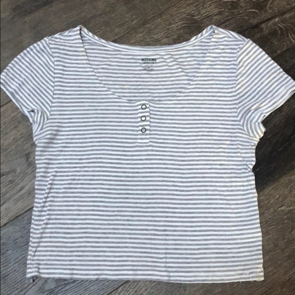 Tarp, gray and white striped, cropped